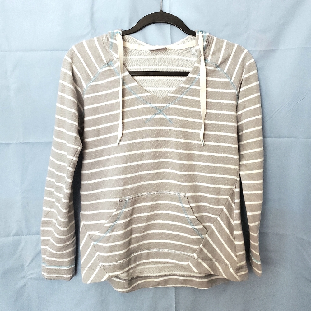Columbia Lightweight Hoodie S, White and Gray Stripes